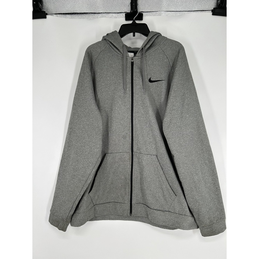 Nike Therma Essential Hoodie Mens 3XL Grey Hooded Dri Fit Full Zip Up 868323-091
